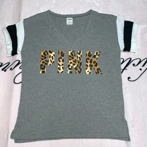 PINK Leopard Print Campus Tee